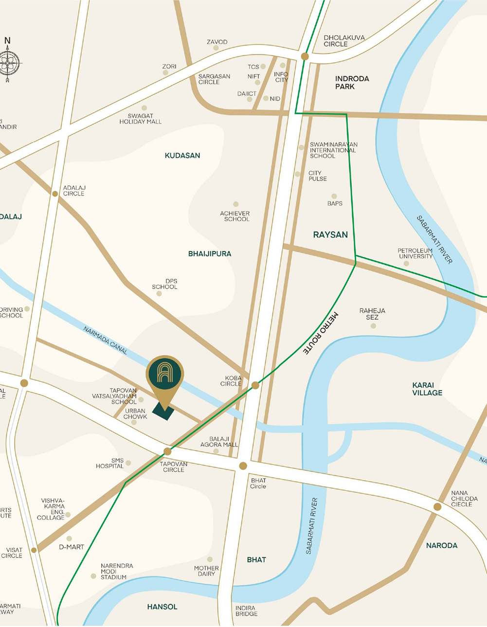 Shubh Aalayam Location Map Near Visat-Koba Road Gandhinagar